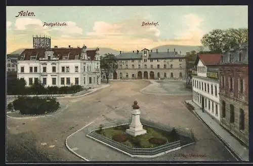 AK Aalen, Postgebäude und Bahnhof