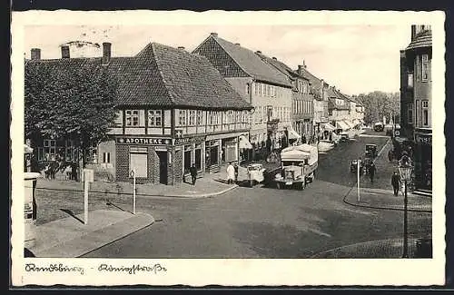 AK Rendsburg, Königstrasse mit Sonnen-Apotheke