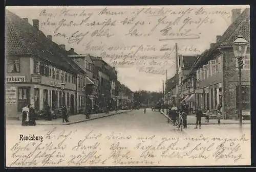 AK Rendsburg, Königstrasse mit Gasthaus Stadt Hamburg