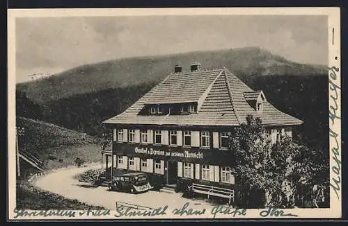 AK Hundsbach über Forbach, Gasthaus zur Schönen Aussicht, Bes. Wwe. Th. Bauknecht