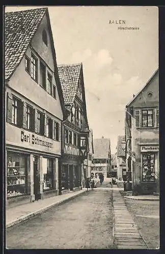 AK Aalen, Hischstrasse mit Handlung Carl Schmausser