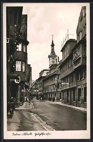 AK Aalen i. Württ., Hauptstrasse mit Hotel Bären