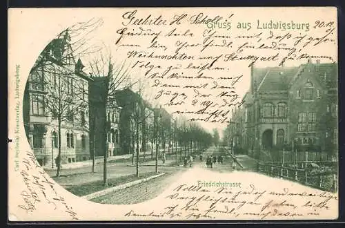 AK Ludwigsburg / Württemberg, Partie in der Friedrichstrasse