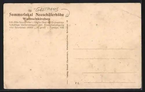 AK Wermelskirchen, Gasthaus Neuschäferhöhe, Ansicht mit Wohnhäusern