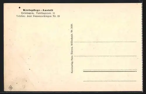 AK Geisingen / Baden, Kreispflege-Anstalt, Innenhof, Tuttlingerstrasse 11