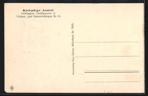 AK Geisingen / Baden, Kreispflege-Anstalt, Tuttlingerstrasse 11, Verwaltungsgebäude