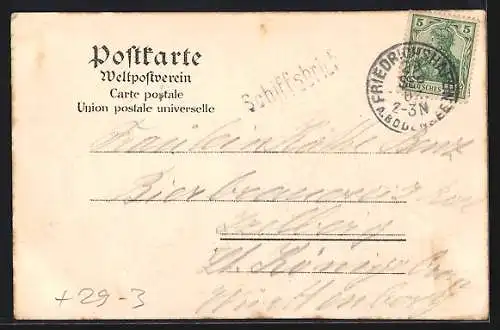 Passepartout-Lithographie Konstanz, Rheintortum, Ansicht in einem apfel