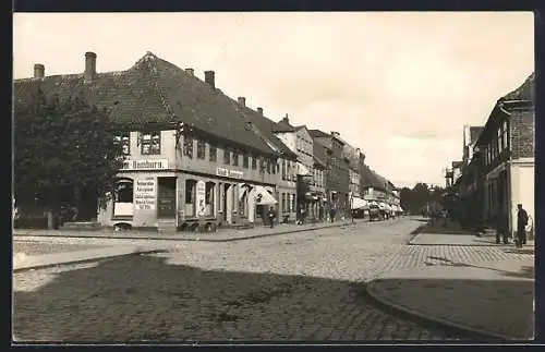 AK Rendsburg, Königstrasse mit Gasthaus Stadt Hamburg