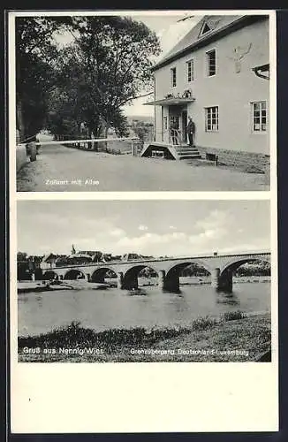 AK Nennig /Wies, Zollamt mit Allee, Grenzübergang Deutschland-Luxemburg