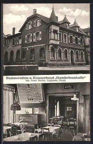 AK Gaggenau /Murgtal, Restaurant und Konzertsaal Gambrinushalle, Inh. Franz Merkel