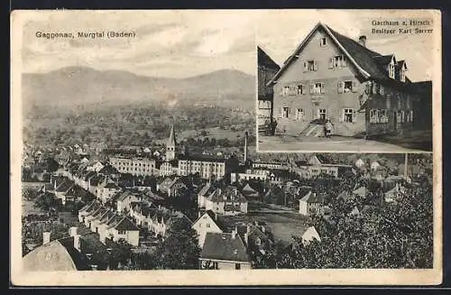 AK Gaggenau /Murgtal, Gasthaus z. Hirsch, Bes. Karl Serrer, Totalansicht