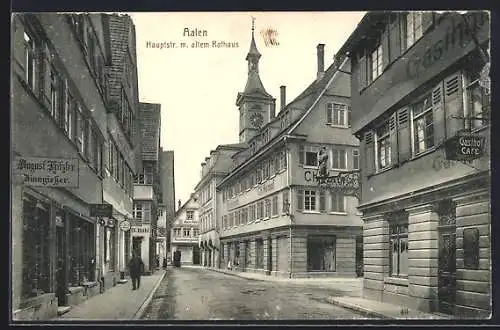 AK Aalen, Hauptstrasse mit altem Rathaus