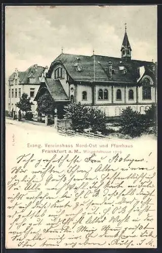 AK Frankfurt-Ostend, Evang. Vereinshaus Nord-Ost und Pfarrhaus, Wingertstrasse 17-19