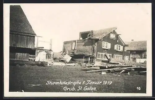 Foto-AK Grub, Sturmkatastrophe 5. Januar 1919