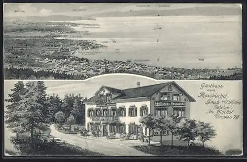 AK Grub bei Heiden, Gasthaus zum Rossbüchel, Bes. Jos. Bischof, Bodensee-Panorama