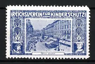 Reklamemarke Wien, Reichsverein für Kinderschutz, Strassenansicht Graben