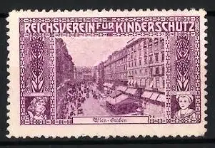 Reklamemarke Wien, Reichsverein für Kinderschutz, Stadtansicht Wien-Graben