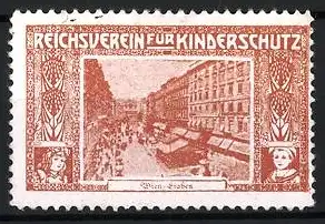 Reklamemarke Wien, Reichsverein für Kinderschutz, Graben mit Ladengeschäften