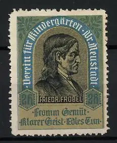 Reklamemarke Wr. Neudstadt, Verein für Kindergärten, Friedrich Fröbel Porträt