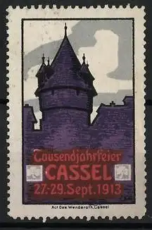 Reklamemarke Cassel, Tausendjahrfeier 27.-29. Sept. 1913, Turm