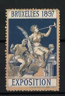 Reklamemarke Bruxelles 1897, Exposition, allegorische Figuren