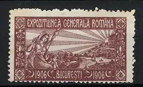 Reklamemarke Bukarest, Expozitiunea Generala Romana 1906, Frau mit Kind und Landschaft