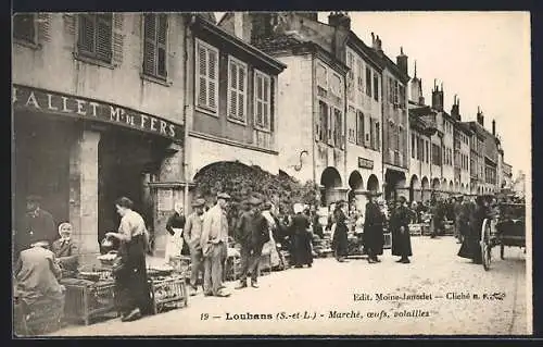 AK Louhans, Marché, oeufs, volailles, Geflügelmarkt