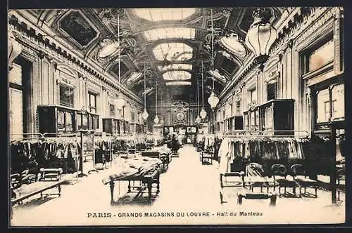 AK Paris, Grands Magasins du Louvre, la Hall du Manteau