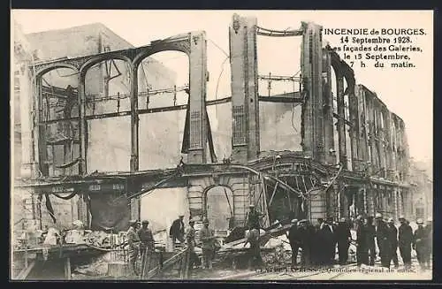 AK Bourges, L`Incendie 1928, Les facades des Galeries