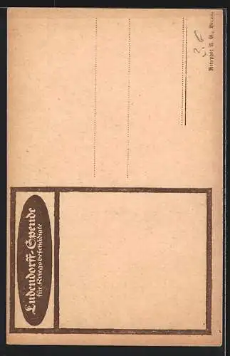 Künstler-AK Hindenburg, Portrait des Generalfeldmarschalls