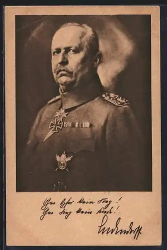 AK Erich Ludendorff in Uniform mit Ritterkreuz