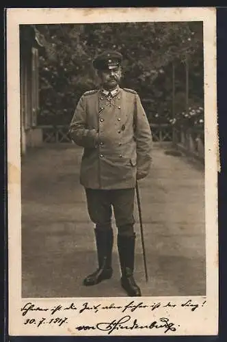 AK Paul von Hindenburg Generalfeldmarschall und Chef d. Generalstabes d. Feldheeres 1917