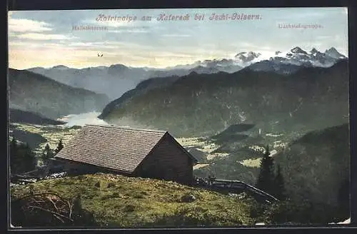 AK Ischl, Katrinalpe am Katereck, Ausblick auf Hallstättersee und Dachsteingruppe