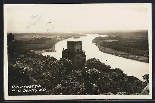 AK Greifenstein a. d. Donau, Burgruine mit Blick ins Tal