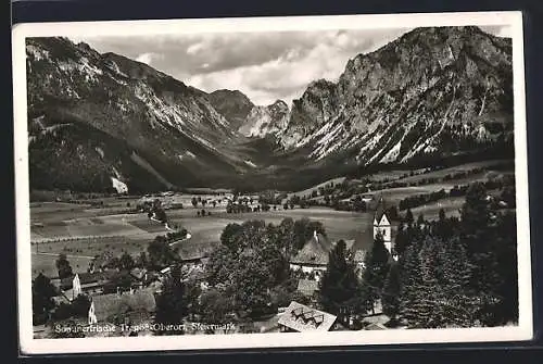 AK Tragöss-Oberort /Steiermark, Ortsansicht mit Bergpanorama