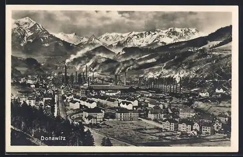 AK Donawitz, Panorama mit Fabriken und den Bergen