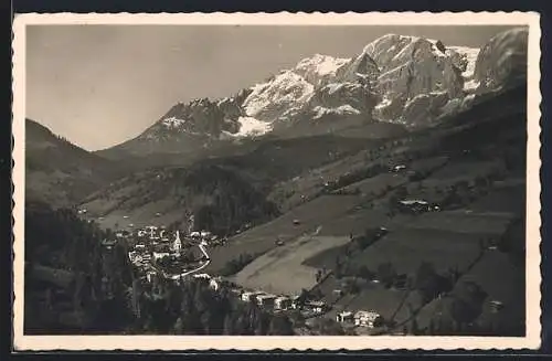 AK Mühlbach am Hochkönig, Ortsansicht mit Bergpanorama