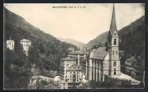 AK Bad Gastein, Kirche und Villa Victoria