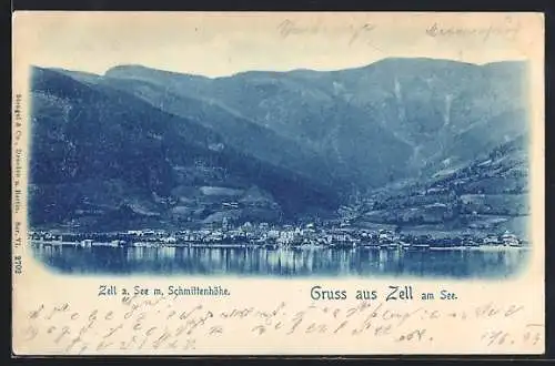 AK Zell am See, Ortsansicht mit Schmittenhöhe