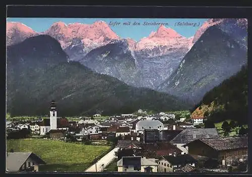 AK Lofer /Sazburg, Ortsansicht gegen die Steinberge