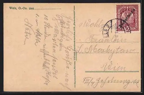 AK Wels /O.-Oe., Ortsansicht mit Flusspartie