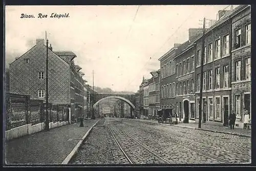 AK Dison, Rue Léopold, Strassenpartie