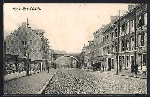 AK Dison, Rue Léopold, Strassenpartie