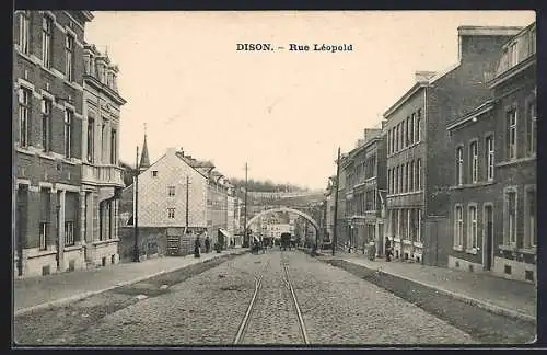 AK Dison, Rue Léopold, Strassenpartie