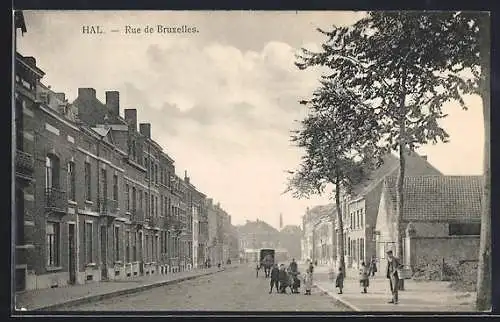 AK Hal, Rue de Bruxelles, Strassenpartie