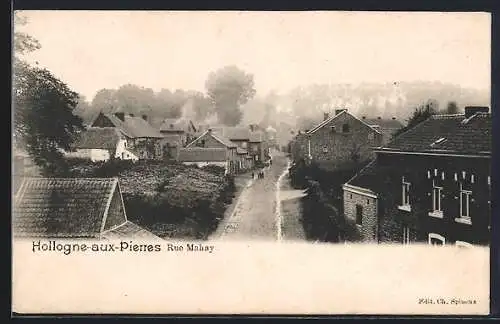 AK Hollogne-aux-Pierres, Rue Mahay, Strassenpartie