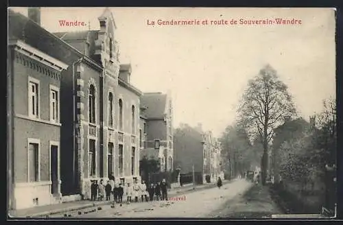 AK Wandre, La Gendarmerie et route de Souverain-Wandre