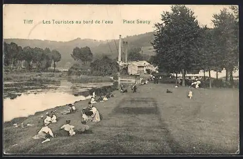 AK Tilff, Les touristes au bord de l`eau, Place Saucy