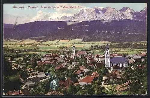 AK Schladming /Obersteir. Ennstal, Teilansicht mit dem Dachstein