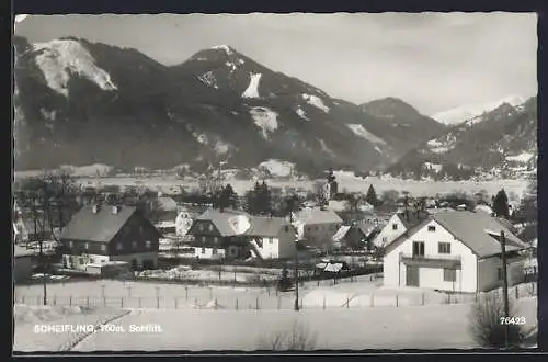 AK Scheifling, Ortspartie mit Bergen im Schnee